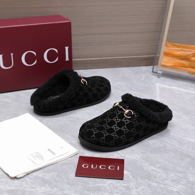 工厂p价 女装女鞋 运动原单最新爆款 2025秋新冬配色Gucci 古驰 典经羊款毛拖鞋系列新最面版麂皮绒面穆勒鞋马衔平扣底半美鞋拖利奴羊毛羔鞋拖 其以雅优的轮