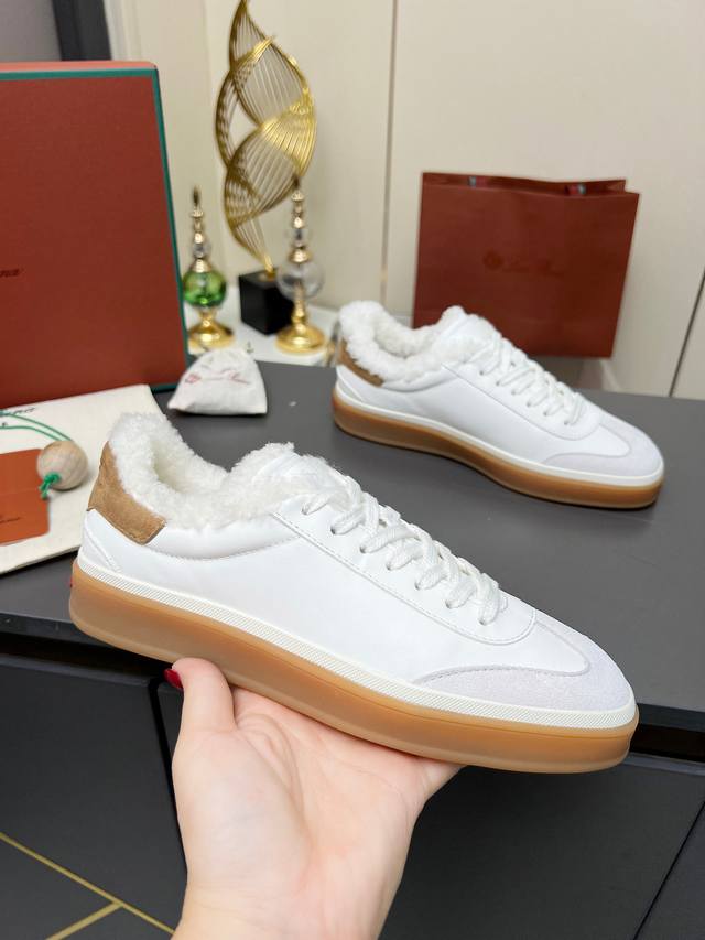 工厂p价 男装男鞋 运动原单代购级，高版本澳洲羊卷毛内里 意大利 Loro piana 诺悠翩雅Tennis Walk系列 Lp情侣款德训鞋 休闲 运动鞋 板鞋