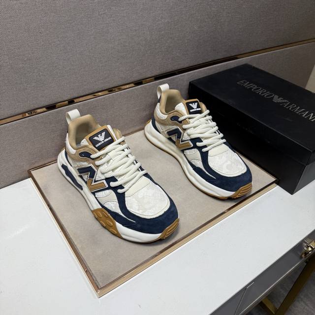 出厂价pp 阿玛尼～ 男士休闲鞋 2025Z柜同步发售 码数:38-44# 3个颜色鞋面选用多材质拼接网布内里，舒适透气，鞋底：原版舒适耐磨大底，实物拍摄实物更