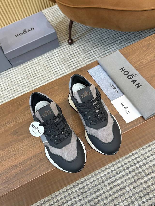 实价 Hogan 霍根 2025新款转图必爆 H-Stripes系列情侣款厚底老爹鞋飞艇鞋休闲运动鞋。 顶级版本原版购入开发做货 此款H-Stripes系列运动