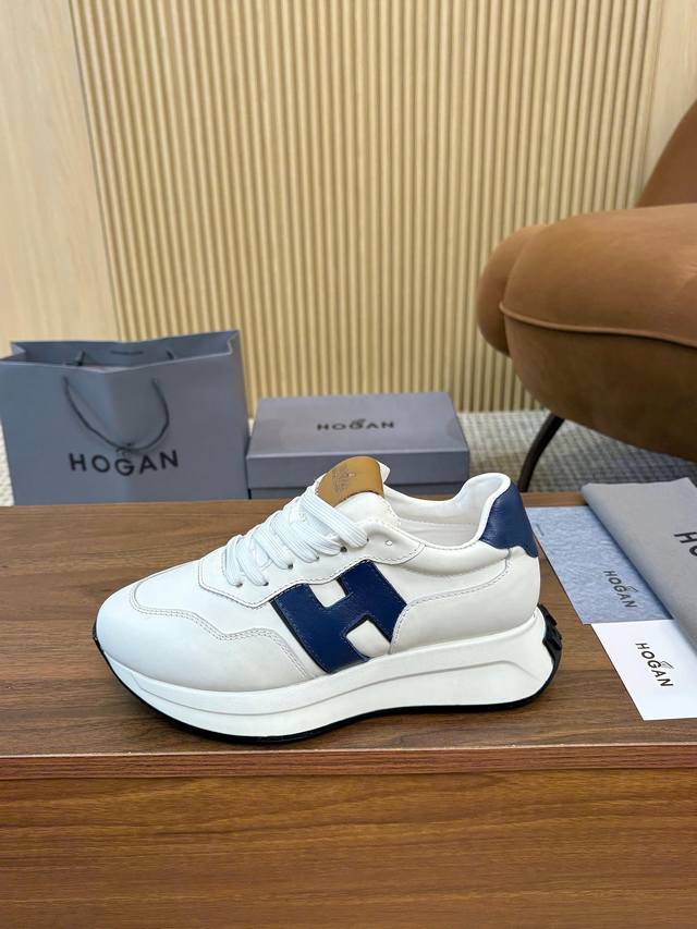 实价 Hogan 霍根 2025新款转图必爆 H-Stripes系列情侣款厚底老爹鞋飞艇鞋休闲运动鞋。 顶级版本原版购入开发做货 此款H-Stripes系列运动