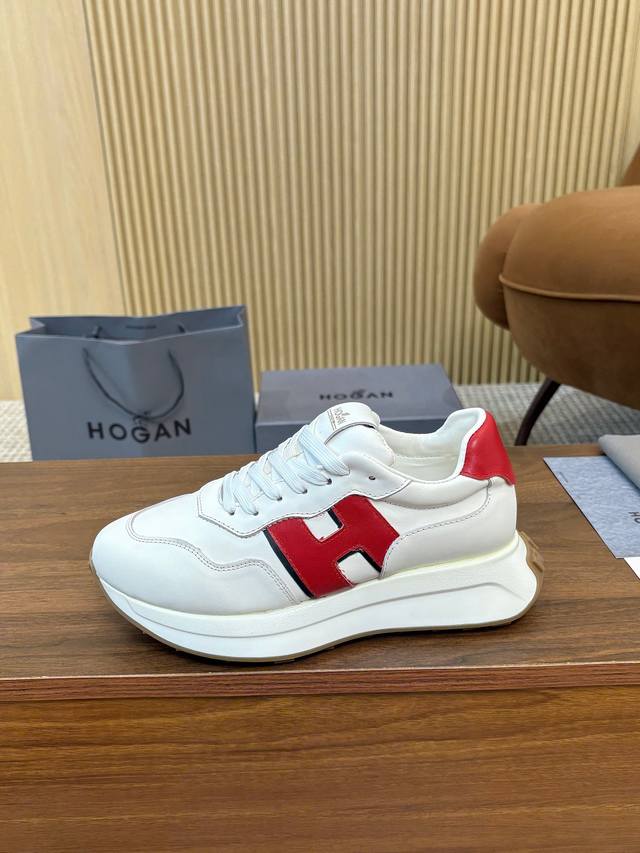 实价 Hogan 霍根 2025新款转图必爆 H-Stripes系列情侣款厚底老爹鞋飞艇鞋休闲运动鞋。 顶级版本原版购入开发做货 此款H-Stripes系列运动