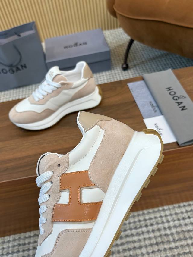 实价 Hogan 霍根 2025新款转图必爆 H-Stripes系列情侣款厚底老爹鞋飞艇鞋休闲运动鞋。 顶级版本原版购入开发做货 此款H-Stripes系列运动