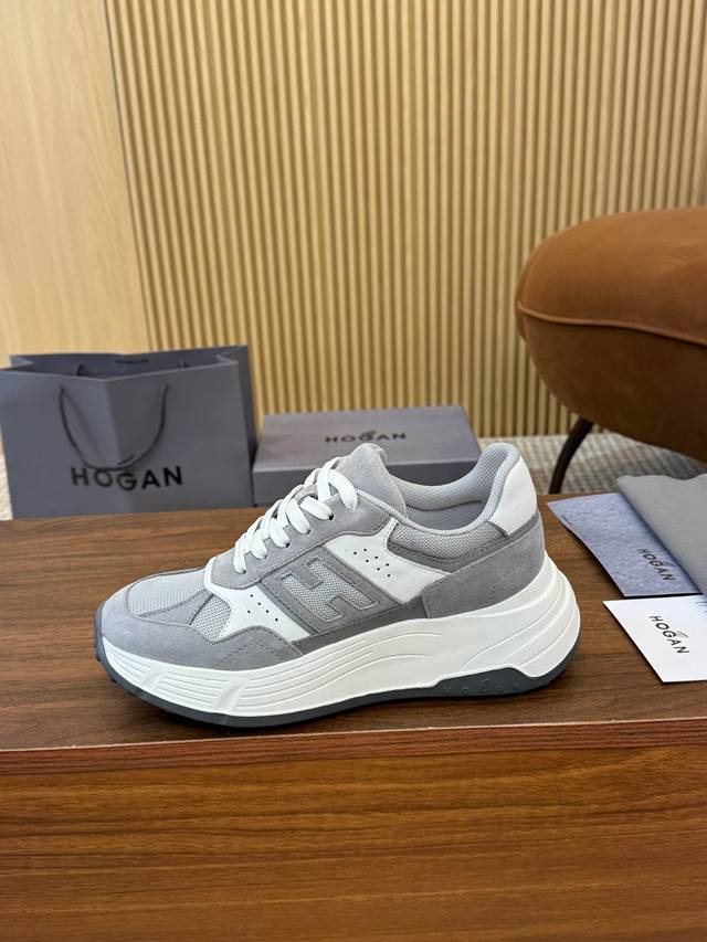实价 Hogan 霍根 2025新款情侣款转图必爆 H-Stripes系列情侣款厚底老爹鞋飞艇鞋休闲运动鞋。 顶级版本原版购入开发做货 此款H-Stripes系