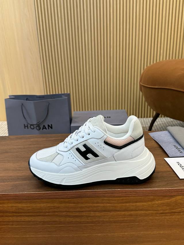 实价 Hogan 霍根 2025新款情侣款转图必爆 H-Stripes系列情侣款厚底老爹鞋飞艇鞋休闲运动鞋。 顶级版本原版购入开发做货 此款H-Stripes系
