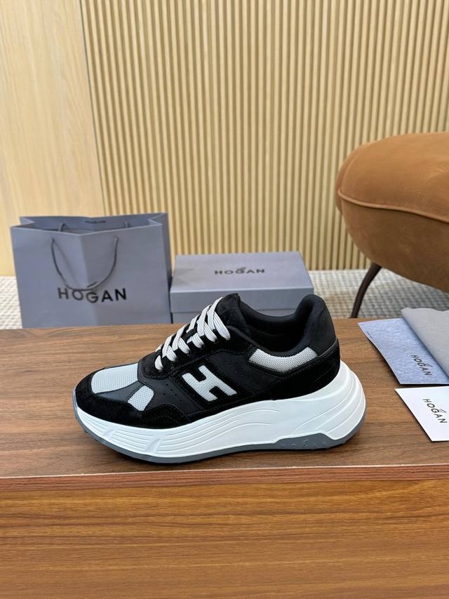 实价 Hogan 霍根 2025新款情侣款转图必爆 H-Stripes系列情侣款厚底老爹鞋飞艇鞋休闲运动鞋。 顶级版本原版购入开发做货 此款H-Stripes系