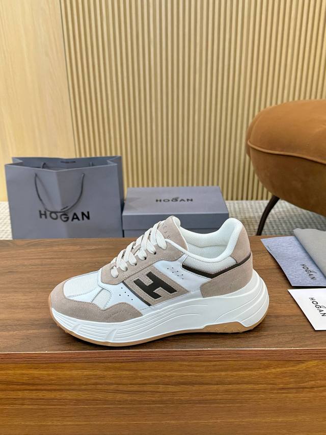 实价 Hogan 霍根 2025新款情侣款转图必爆 H-Stripes系列情侣款厚底老爹鞋飞艇鞋休闲运动鞋。 顶级版本原版购入开发做货 此款H-Stripes系