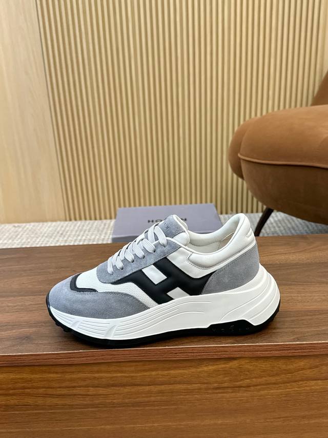 实价 Hogan 霍根 2025新款转图必爆 H-Stripes系列情侣款厚底老爹鞋飞艇鞋休闲运动鞋。 顶级版本原版购入开发做货 此款H-Stripes系列运动