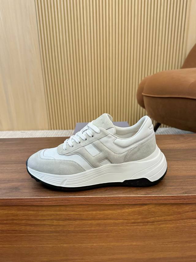 实价 Hogan 霍根 2025新款转图必爆 H-Stripes系列情侣款厚底老爹鞋飞艇鞋休闲运动鞋。 顶级版本原版购入开发做货 此款H-Stripes系列运动