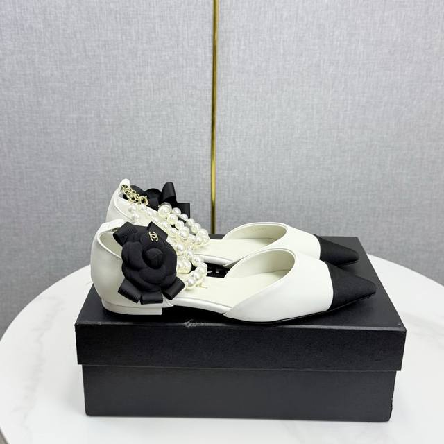 工厂p价 女装女鞋 运动原单 Chanel 25K新款珍珠链条单鞋 珍珠+链条搭配 高级复古感 原版开模珍珠 真皮大底 Size:35-39 其他码数定做