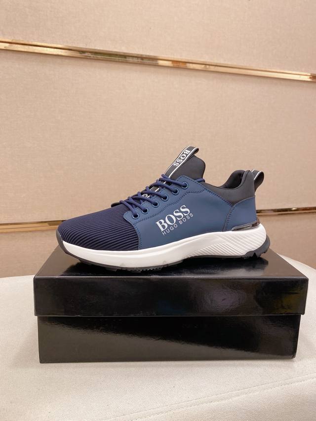 调工厂p价 男装男鞋 运动原单 Boss 最新休闲男鞋，欢迎1:1对比，爆单款Boss香港专柜休闲鞋，专柜品质，支持验货，优质做工，鞋面采用意大利进口胎牛皮 透