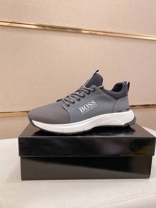 调工厂p价 男装男鞋 运动原单 Boss 最新休闲男鞋，欢迎1:1对比，爆单款Boss香港专柜休闲鞋，专柜品质，支持验货，优质做工，鞋面采用意大利进口胎牛皮 透