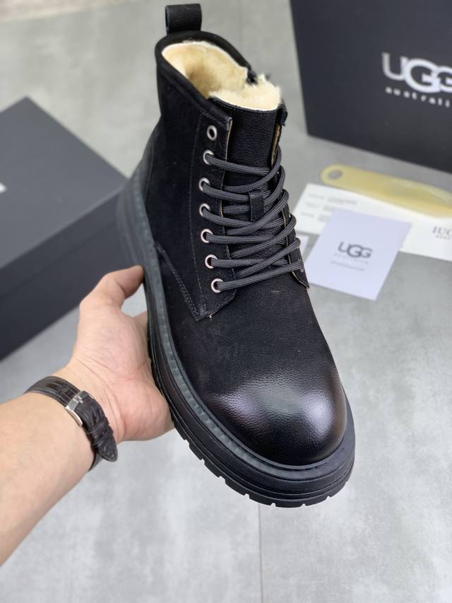 调工厂p价 男装男鞋 运动原单上新 Iuggi 男士英伦复古马丁靴 冬季新款男士户外登山靴 外表头层牛皮 内里羊毛 舒适保暖 鞋底橡胶大底 防滑牢固 潮流时尚