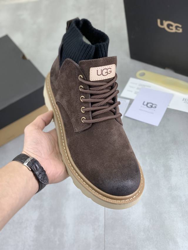 调工厂p价 男装男鞋 运动原单上新 Iuggi 男士英伦复古马丁靴 冬季新款男士户外登山靴 外表头层牛皮 内里羊毛 舒适保暖 鞋底橡胶大底 防滑牢固 潮流时尚