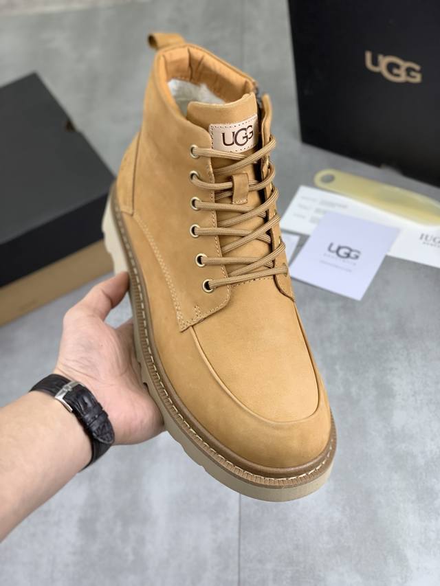 调工厂p价 男装男鞋 运动原单上新 Iuggi 男士英伦复古马丁靴 冬季新款男士户外登山靴 外表头层牛皮 内里羊毛 舒适保暖 鞋底橡胶大底 防滑牢固 潮流时尚