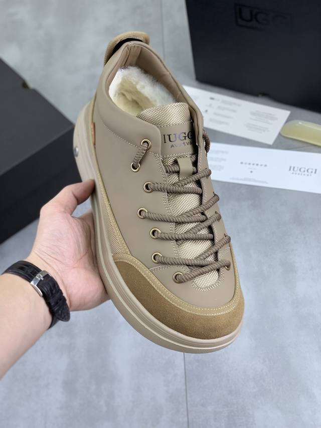 调工厂p价 男装男鞋 运动原单上新 Iuggi 最新时尚潮品 超酷新品厚底面包鞋 户外运动鞋防滑减震 超轻便 头层牛皮 耐磨耐脏 质感细腻 内里澳洲进口羊毛 舒