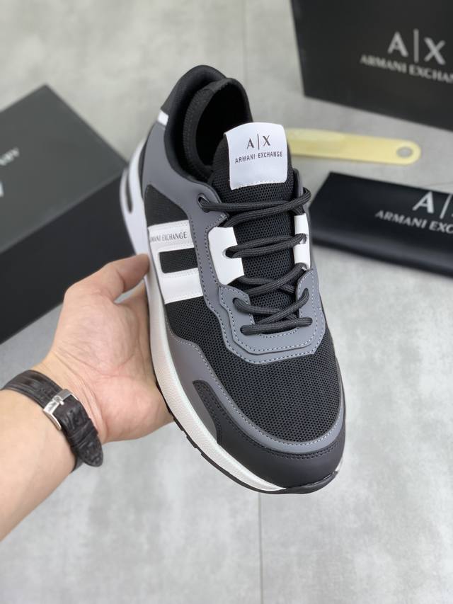 调工厂p价 男装男鞋 运动原单 Giorgio Armani阿玛尼新款休闲运动男鞋到货，Kint-And-Leather Snakers新秀首发 这款提供原创设