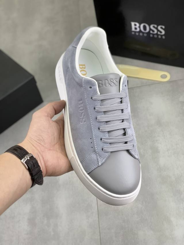 调工厂p价 男装男鞋 运动原单 Boss 原版系带男鞋 经典高帮款休闲鞋本款是官方主打经典款，质量，原厂名师制作，采用进口飞织透气面料舒适透气网布內里羊皮鞋垫，