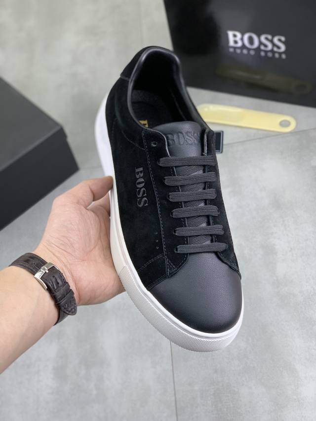 调工厂p价 男装男鞋 运动原单 Boss 原版系带男鞋 经典高帮款休闲鞋本款是官方主打经典款，质量，原厂名师制作，采用进口飞织透气面料舒适透气网布內里羊皮鞋垫，