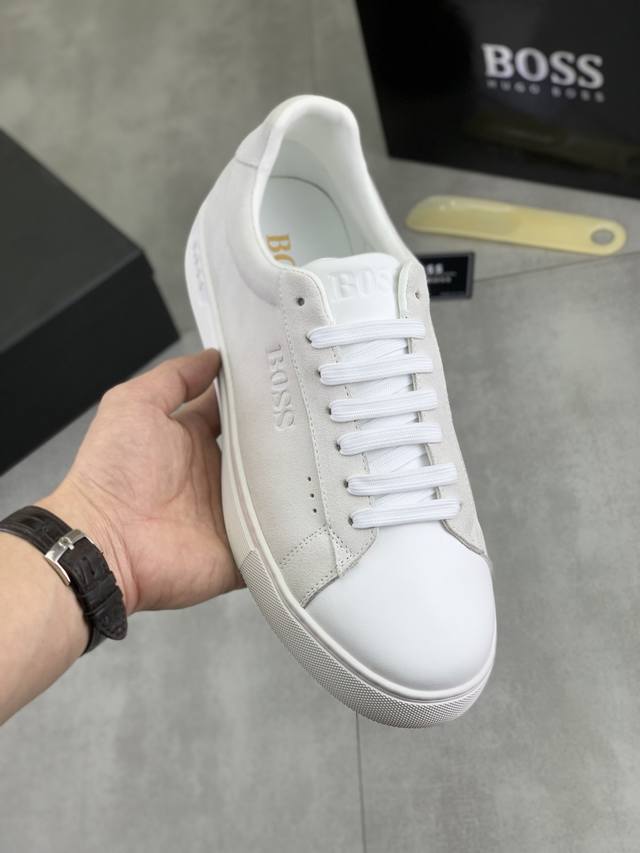 调工厂p价 男装男鞋 运动原单 Boss 原版系带男鞋 经典高帮款休闲鞋本款是官方主打经典款，质量，原厂名师制作，采用进口飞织透气面料舒适透气网布內里羊皮鞋垫，
