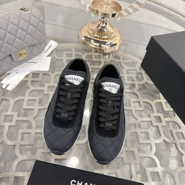 工厂p价 女装女鞋 运动原单 Chanel香奈儿菱格纹棒球鞋 网球鞋 休闲 运动鞋 原版购入开发 做货 小香最新隐藏款网球鞋软菱格纹 柔软小羊皮配搭大鞋舌和经典