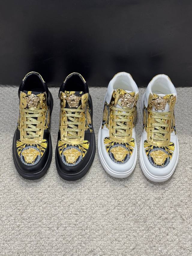 Versac＊范思哲官网最新款休闲时尚高帮男鞋爆款版型简洁大气 潮男专属.独有的官网最新品牌元素时尚又大方，原版牛皮材质制造舒适羊皮内里 耐磨休闲大底，型男必备