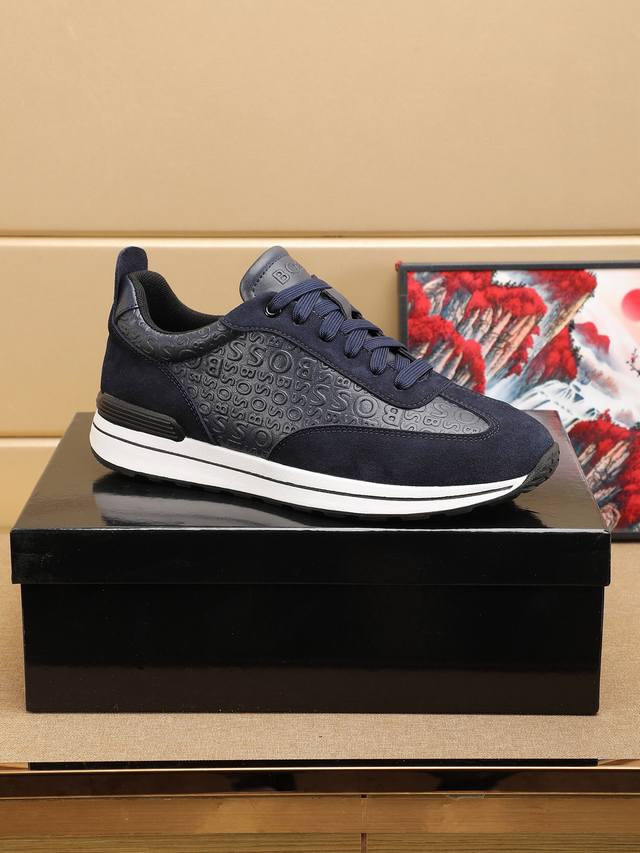2025新款，Boss休闲运动男士鞋，鞋面采用压花工艺，非常柔软，舒适轻便，码数38-46，价格
