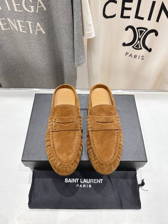 高版本出厂 半托 Saint Laurent 圣罗兰Ysl 25Ss爆款平底玛丽珍一脚蹬乐福鞋半包拖鞋，2025全新升级力推单品明星同款 舒适度非常好，值得拥有