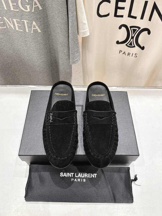 高版本出厂 半托 Saint Laurent 圣罗兰Ysl 25Ss爆款平底玛丽珍一脚蹬乐福鞋半包拖鞋，2025全新升级力推单品明星同款 舒适度非常好，值得拥有