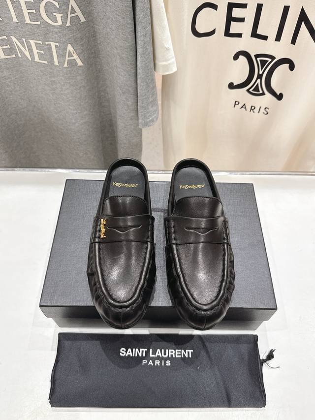 高版本出厂 半托 Saint Laurent 圣罗兰Ysl 25Ss爆款平底玛丽珍一脚蹬乐福鞋半包拖鞋，2025全新升级力推单品明星同款 舒适度非常好，值得拥有