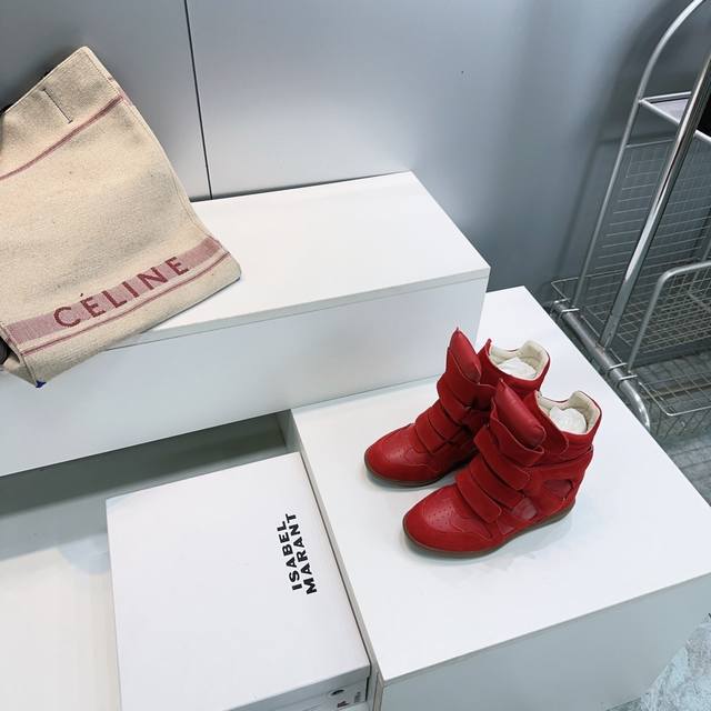 高品质出厂 ！顶级品质 Isabel Marant 伊莎贝尔2025Ss秋冬新款经典内增高魔术贴高帮休闲鞋小短靴！ 超级有高级感上脚超好看 关键超级舒适脚感一点