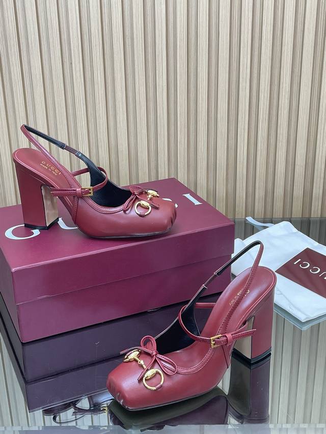 Gucc高端精品 2025海外早秋Gucci Horsebit系列新品高跟方形方头新式芭蕾鞋 马衔扣新款小方头穆勒鞋经典精致优雅蝴蝶结浅口鞋高质感后系带后空鞋