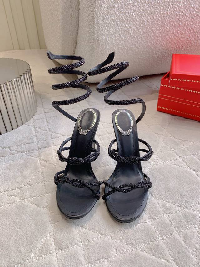 出厂价p Ren* Caovill*蛇形水钻高跟凉鞋 上脚仙气十足 堪称工艺品！ 鞋面真丝超闪水钻 垫脚羊皮 意大利真皮大底 跟高9.5Cm 码数35-39 3