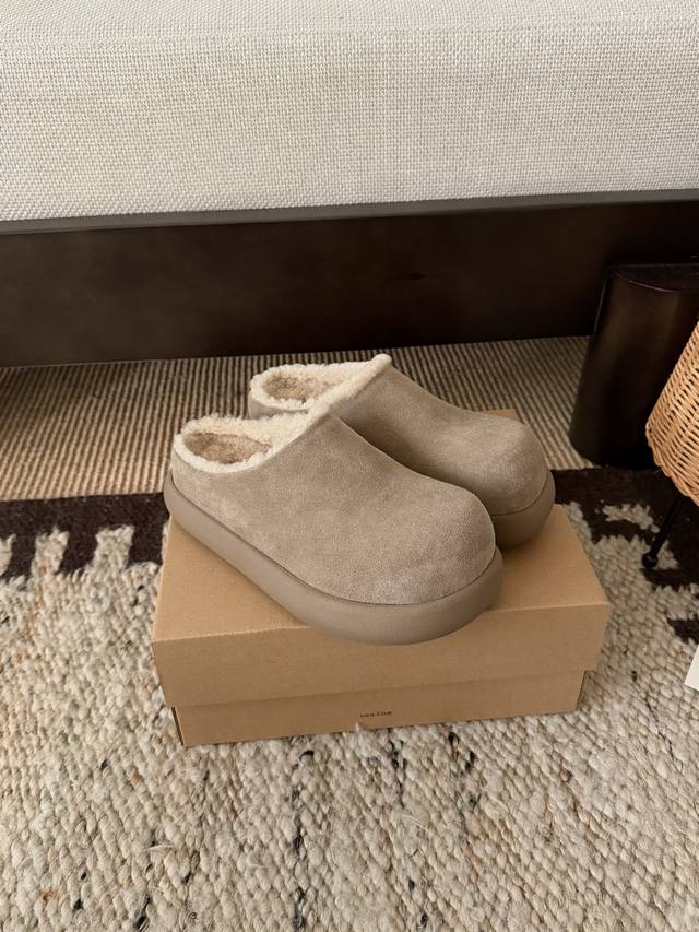 厚底小土豆半拖 升级版爆款 厚底完美版型 增高拉长腿型 百搭洋气又老钱 内里泰迪小卷毛 超有秋冬氛围感. Size：35 40