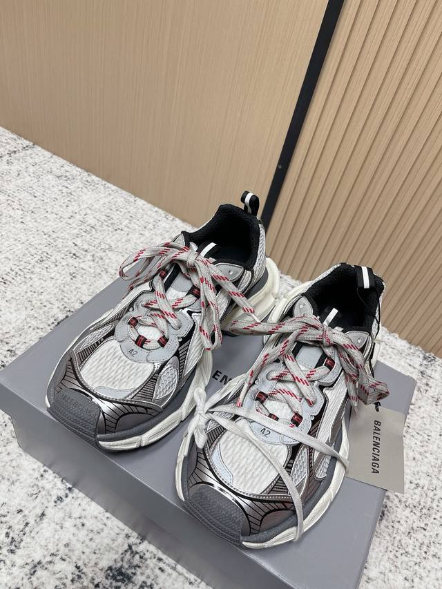 跑量款 高版本 巴黎世家 Balenciaga 3Xl Sneakers 巴黎世家 十代网布系带低帮走秀复古老爹运动鞋 解构绑带 透气网纱 网面 材料和聚氨酯