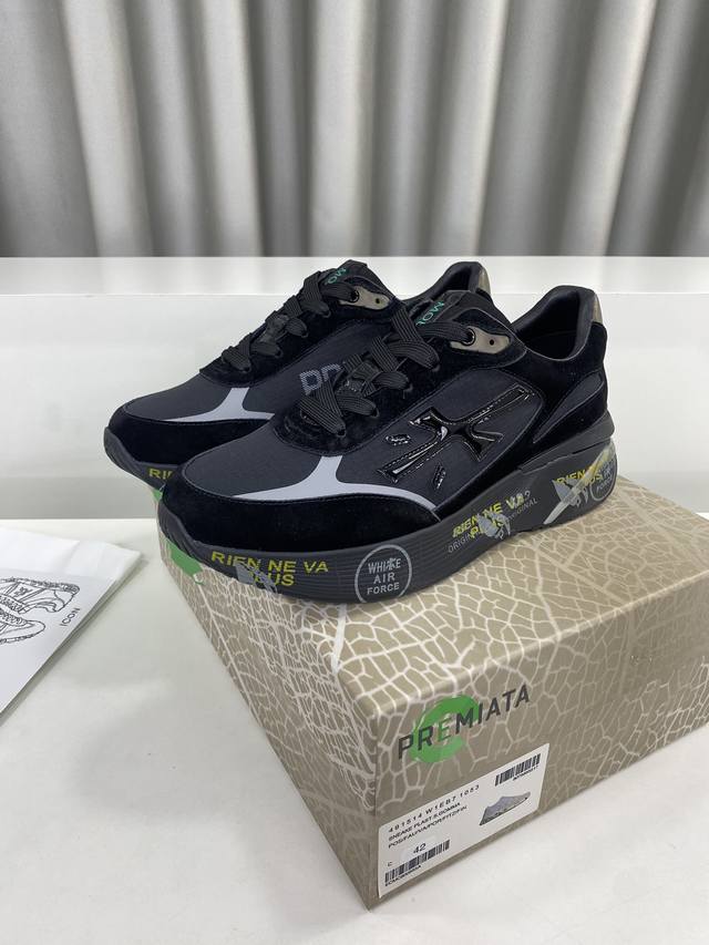 男 premiata 普瑞米亚达 时尚、运动、休闲、慢跑、男鞋。 普瑞米亚达意大利名品百年历史，所有工艺全手工打造，米“字一样的Logo简称米字鞋。完美的融合了