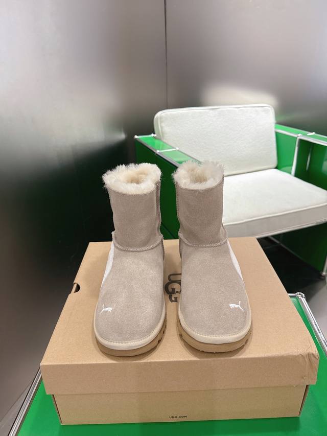 K002 puma X Ugg 联名~限量版系列 限量款系列，一款不会撞衫的、简约的联名撞色设计轻便的大底、鞋面采用定制防水牛猄、内里定制纯羊毛，秋冬季必备款、