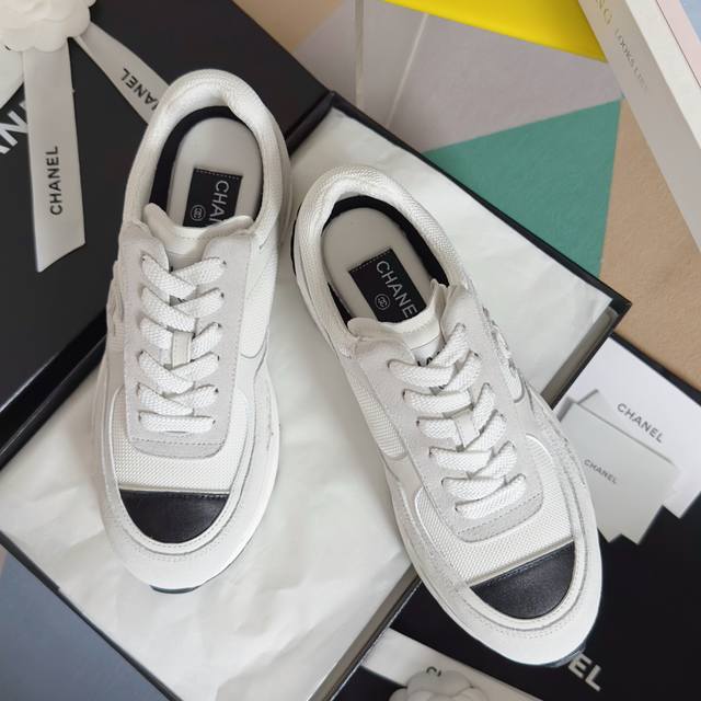 代购级：女款 Chanel香奈儿 25K 黑白熊猫配色 粗跟 高跟 运动鞋 原版购入开发 做货 小香 C家 专柜又一超级大爆款，网红博主小姐姐们的挚爱，社交平台