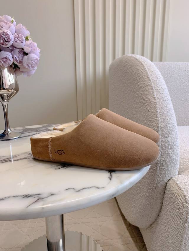 出厂价p Ugg新款羊毛保暖半拖鞋 超级厚实保暖 经典百搭款 鞋面牛皮 内里垫脚进口澳洲一体羊皮毛 尺码35-39 40定做