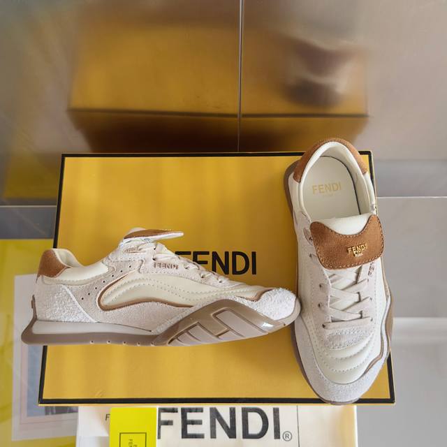 顶级版本：女款430男款 Fendi芬迪 Wave pulse系列 喷墨 翻盖 马毛 情侣款 休闲 运动鞋 阿甘鞋 Fendi Wave pulse系带低帮运动