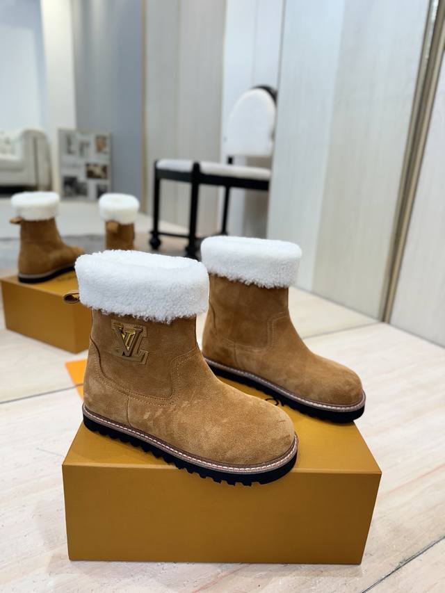 出厂价pp： 顶级品质 Louis Vuiton 路易威登 2025Ss新款 Lv Aspen Line系列羊毛厚底切尔西短靴毛靴雪地靴马丁靴 顶级版本原版购入