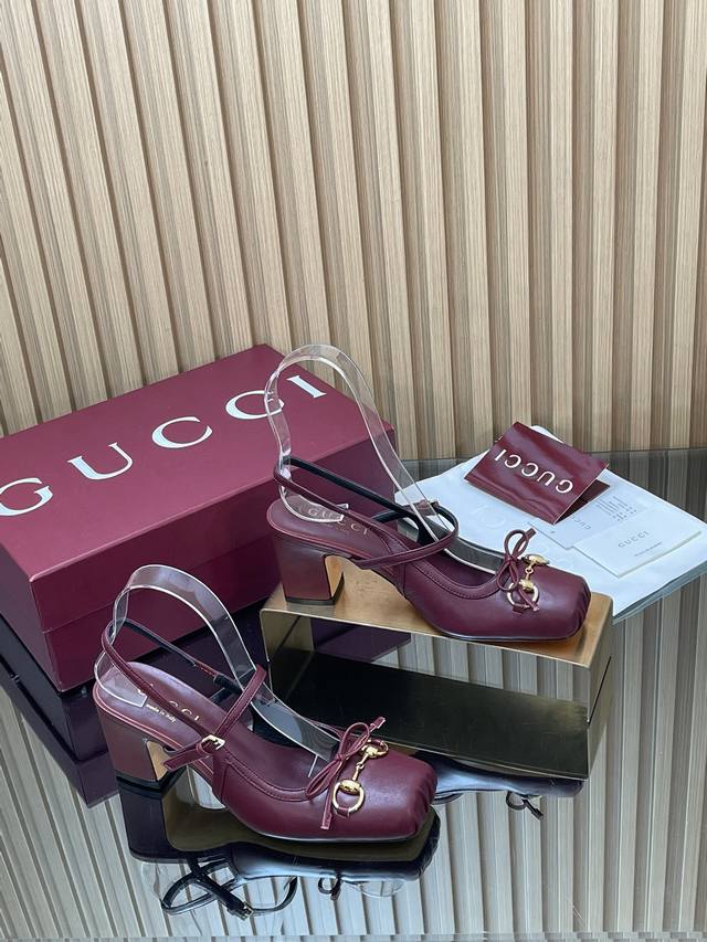 Gucc高端精品 2025海外早秋Gucci Horsebit系列新品高跟方形方头新式芭蕾鞋 马衔扣新款小方头穆勒鞋经典精致优雅蝴蝶结浅口鞋高质感后系带后空鞋