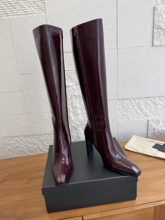 顶级版本:短靴 高靴790 Saint Laurent 圣罗兰 25Ss 秋冬新款 方头 侧拉链 高跟 短靴 高靴 Saint Laurent 高靴和短靴两款，