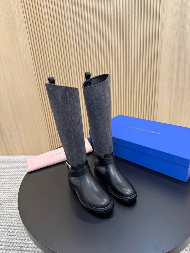 Sw最新款出厂小牛 洗水牛仔 面料：小牛 丝光牛反绒 洗水牛仔布 内里：羊皮 大底：橡胶发泡 码数：35 40