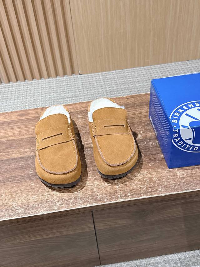 Birkenstock 勃肯包头毛毛拖鞋加绒软木外穿Buckley Shearling系列 万年经典勃肯强势推出，一个品牌就是一个鞋子类型，其构造鉴于人体工学设