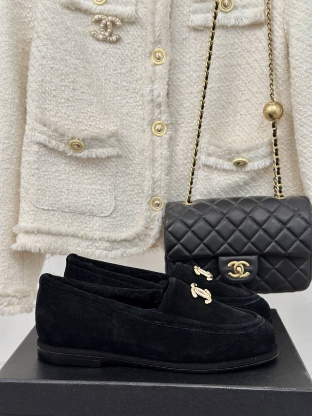 厂价 Chane*｜小香24K秋冬 新品双C毛毛鞋乐福鞋 人见人夸的单品 质感很好又保暖 适合各种场合 码数:35-39 40 41定制