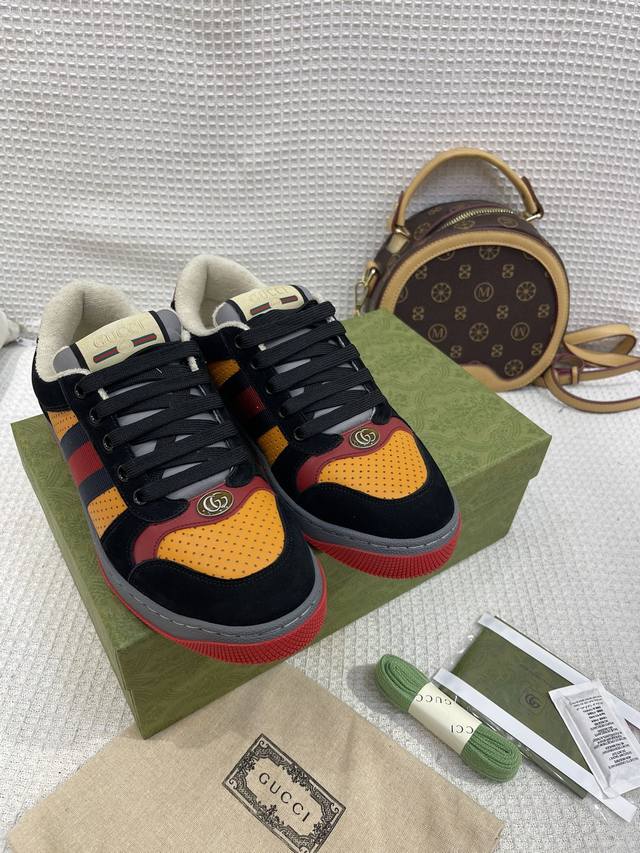 Gucci 代购版本 Nfc带扫码芯片 高品质系列做旧小脏鞋-爆款来袭！ 十转九卖必上款 新色加推-市场终极版本！ 购原版开发 .面料 材质 大底 细节任意对比