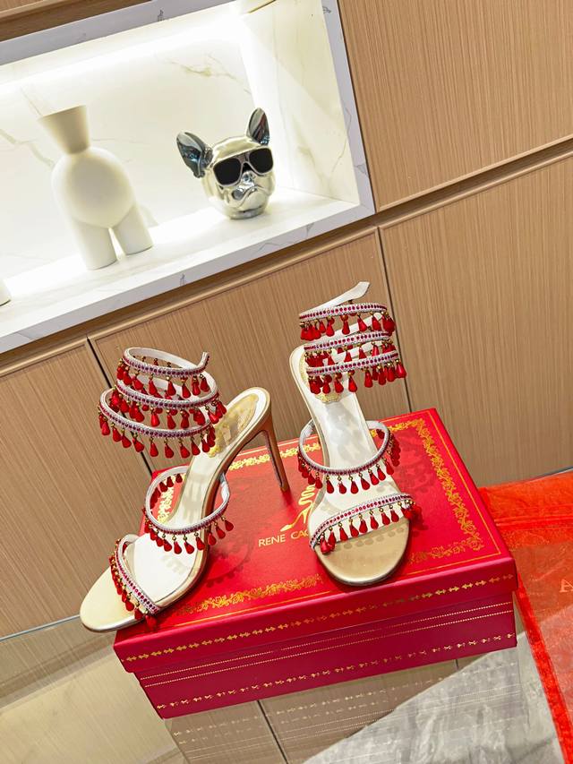 Rene Caovilla芮妮 乔薇拉 Rc高版本 春夏爆红系列，魅惑华丽的顶级硬货，Cleo水晶灯饰造型凉鞋，年度重量级镇店精品！水晶绑带高跟鞋 全球断货的绕