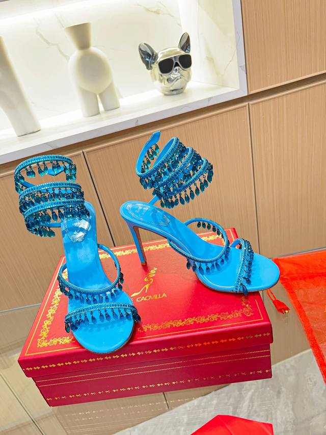 Rene Caovilla芮妮 乔薇拉 Rc高版本 春夏爆红系列，魅惑华丽的顶级硬货，Cleo水晶灯饰造型凉鞋，年度重量级镇店精品！水晶绑带高跟鞋 全球断货的绕