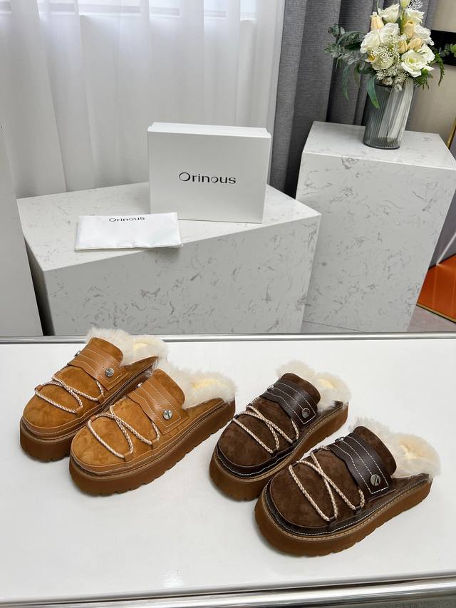Orinous 出厂价p 独家爆款 冬天必入手的一款颜值与实力并存的毛毛鞋，防寒保暖，颜值在线，羊猄皮面料贴全羊毛内里，羊毛鞋垫 给你冬日温暖原版开模旧金属铃铛